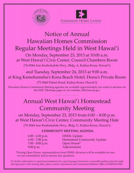 West Hawaii Community Meeting Flier 2013